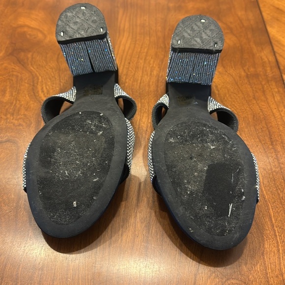 Jeffrey Campbell Camilla Caviar Crystal Sparkle Slide Heels Silver Black Sz 8 - Picture 7 of 7